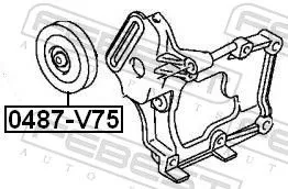 FEBEST Tensioner Pulley, V-ribbed belt (0487-V75)