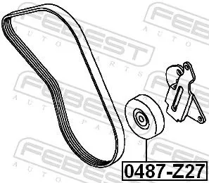 FEBEST Tensioner Pulley, V-ribbed belt (0487-Z27)
