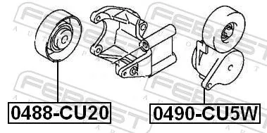 FEBEST Belt Tensioner, V-ribbed belt (0490-CU5W)