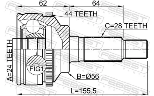 FEBEST Joint Kit, drive shaft (0510-TRIBA44)
