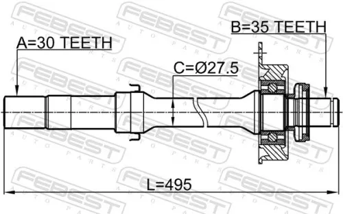 FEBEST Drive Shaft (0512-TRIBRH)