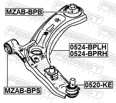 FEBEST Control/Trailing Arm, wheel suspension (0524-BPLH)