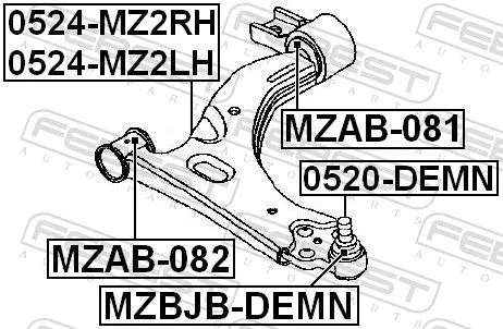 FEBEST Control/Trailing Arm, wheel suspension (0524-MZ2RH)