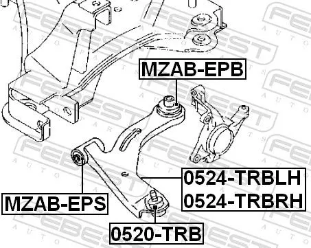 FEBEST Control/Trailing Arm, wheel suspension (0524-TRBLH)