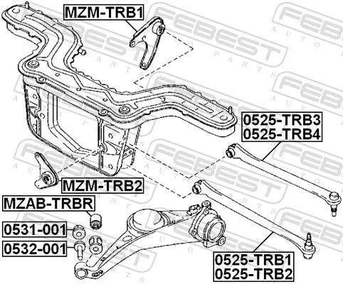FEBEST Control/Trailing Arm, wheel suspension (0525-TRB1)