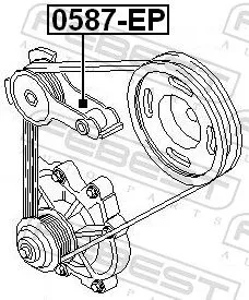 FEBEST Tensioner Pulley, V-ribbed belt (0587-EP)