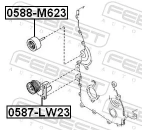 FEBEST Belt Tensioner, V-ribbed belt (0587-LW23)