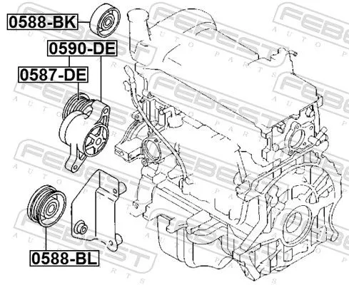 FEBEST Belt Tensioner, V-ribbed belt (0590-DE)