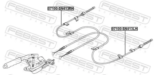 FEBEST Cable Pull, parking brake (07100-SN413RH)