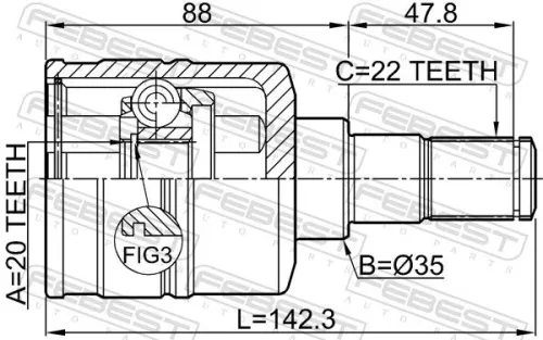 FEBEST Joint Kit, drive shaft (0711-RM413LH)