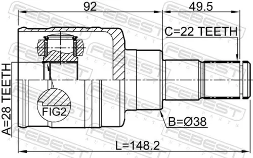 FEBEST Joint Kit, drive shaft (0711-RS413ATLH)
