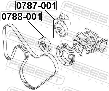 FEBEST Tensioner Pulley, V-ribbed belt (0787-001)
