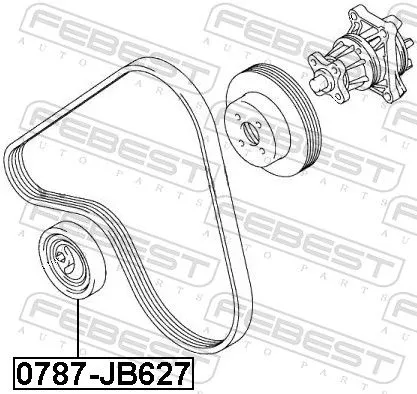 FEBEST Tensioner Pulley, V-ribbed belt (0787-JB627)