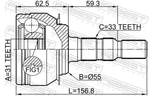 FEBEST Joint Kit, drive shaft (1010-J300)