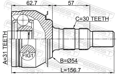 FEBEST Joint Kit, drive shaft (1010-J309)