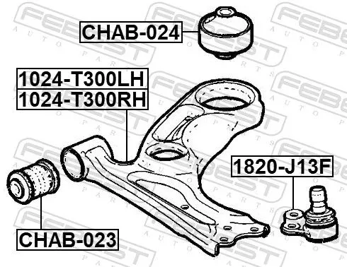 FEBEST Control/Trailing Arm, wheel suspension (1024-T300LH)