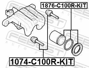 FEBEST Guide Bolt, brake caliper (1074-C100R-KIT)