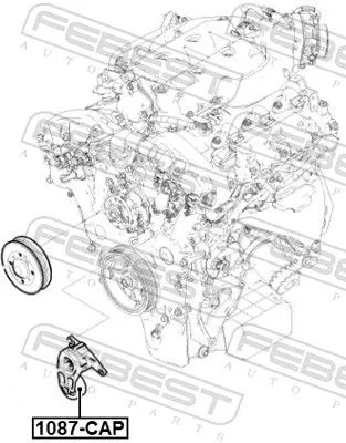 FEBEST Tensioner Pulley, V-ribbed belt (1087-CAP)