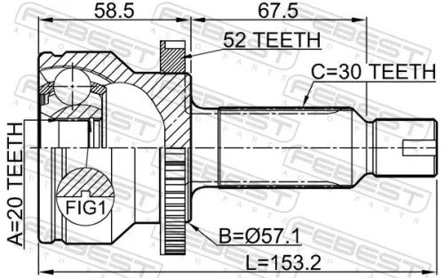 FEBEST Joint Kit, drive shaft (1210-SFA52R)