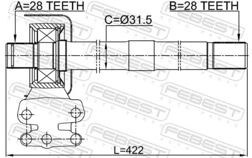 FEBEST Drive Shaft (1212-TM4WDRH)