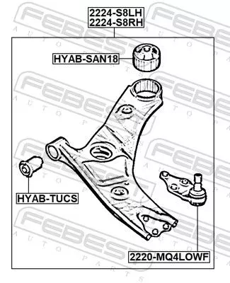FEBEST Control/Trailing Arm, wheel suspension (1224-S8RH)