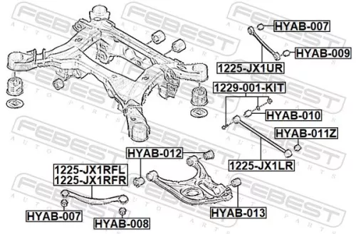 FEBEST Control/Trailing Arm, wheel suspension (1225-JX1RFR)