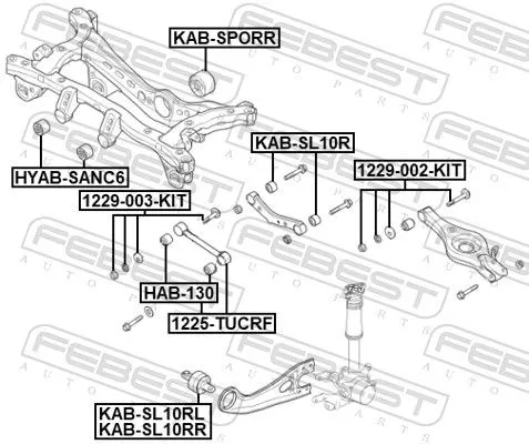 FEBEST Control/Trailing Arm, wheel suspension (1225-TUCRF)