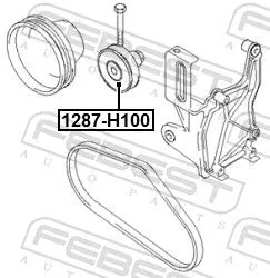 FEBEST Tensioner Pulley, V-ribbed belt (1287-H100)