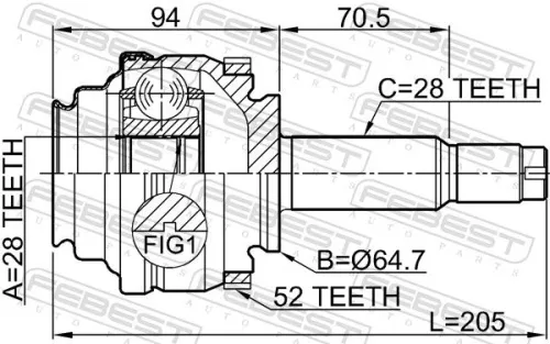 FEBEST Joint Kit, drive shaft (1410-REXA52R)