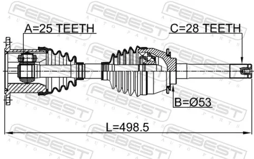 FEBEST Drive Shaft (1414-MUS)