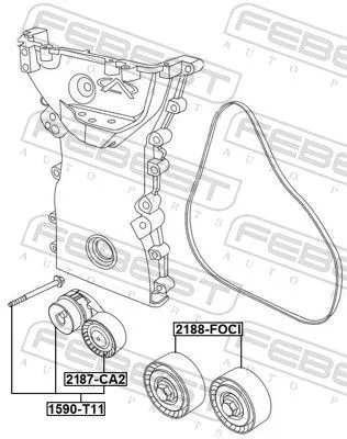 FEBEST Belt Tensioner, V-ribbed belt (1590-T11)