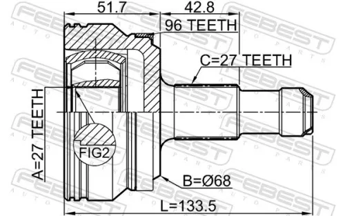 FEBEST Joint Kit, drive shaft (1610-212A96R)