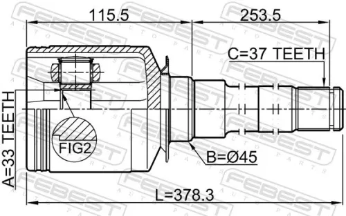 FEBEST Joint Kit, drive shaft (1611-164SRH)