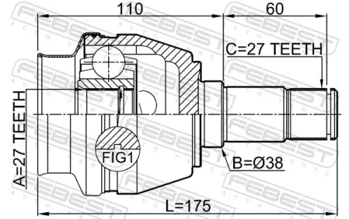 FEBEST Joint Kit, drive shaft (1611-246LH)