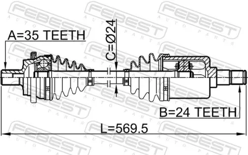 FEBEST Drive Shaft (1614-203RH)