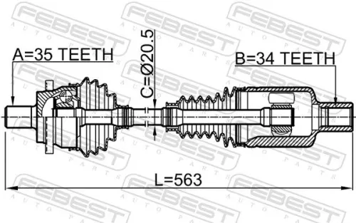 FEBEST Drive Shaft (1614-211LH)