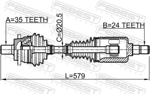 FEBEST Drive Shaft (1614-211RH)