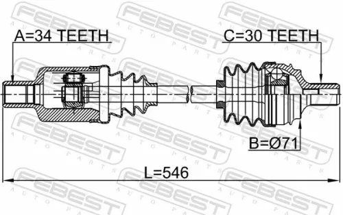 FEBEST Drive Shaft (1614-221FLH)