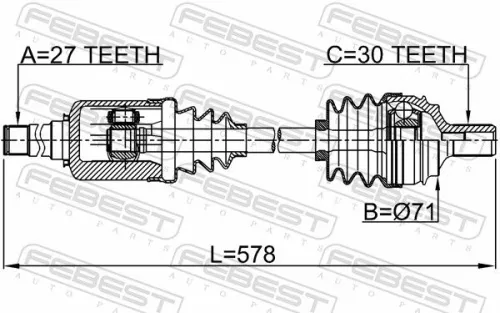 FEBEST Drive Shaft (1614-221FRH)