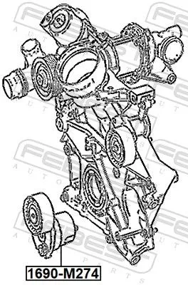 FEBEST Belt Tensioner, V-ribbed belt (1690-M274)
