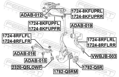 FEBEST Control/Trailing Arm, wheel suspension (1724-8RFLFR)