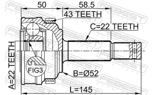 FEBEST Joint Kit, drive shaft (1810-014A43)