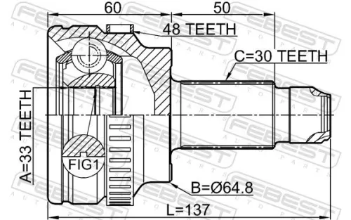 FEBEST Joint Kit, drive shaft (1910-E60A48)