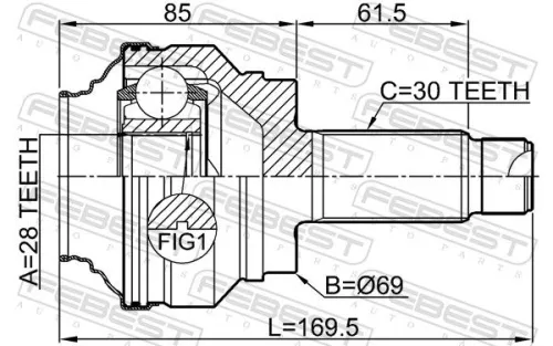 FEBEST Joint Kit, drive shaft (1910-E70R)