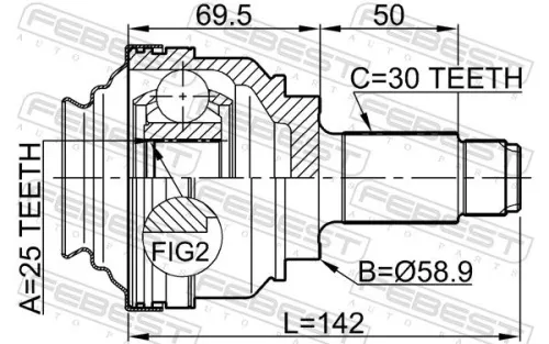 FEBEST Joint Kit, drive shaft (1910-X5RR)