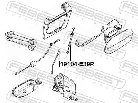 FEBEST Cable Pull, door release (19104-E39R)