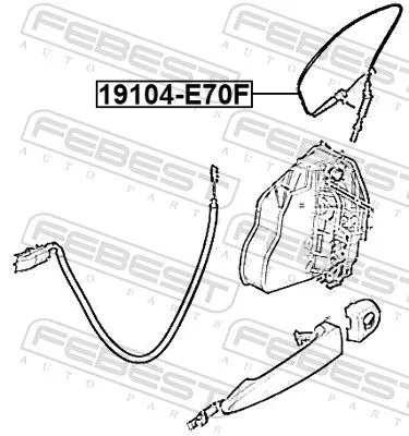 FEBEST Cable Pull, door release (19104-E70F)