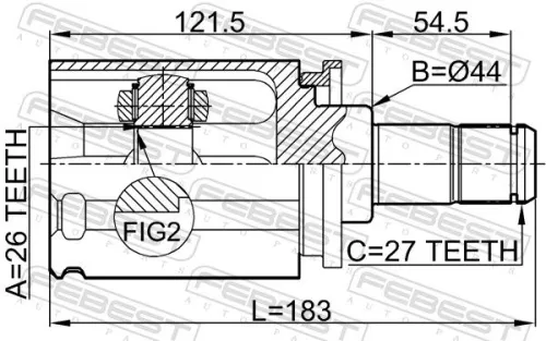 FEBEST Joint Kit, drive shaft (1911-E70LH)