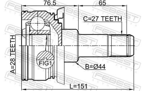FEBEST Joint Kit, drive shaft (1911-E70RR)