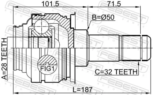FEBEST Joint Kit, drive shaft (1911-F06R)